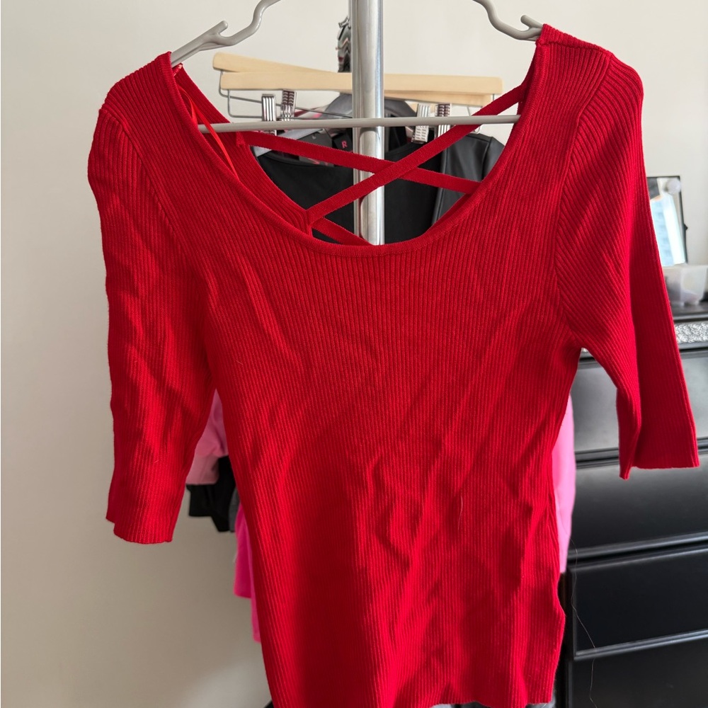 Red Crisscross Back Top